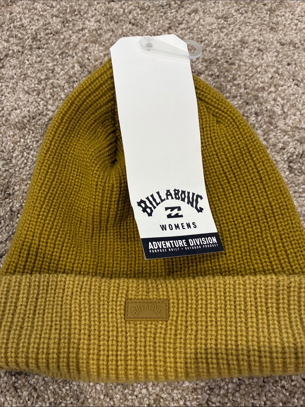 Billabong Women's Mustard Olive Ribbed Cuff Beanie